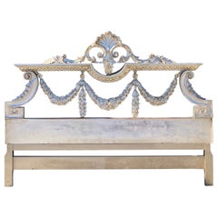 Retro Hollywood Regency King Size Headboard Hand Carved and Silverleafed