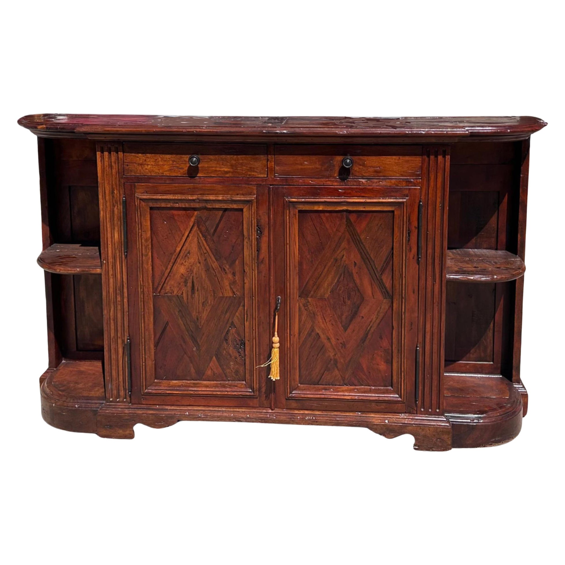 Theodore Alexander Reclaimed Antique Wood Sideboard Cabinet For Sale