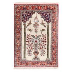 Vintage Persian Silk Qum Carpet