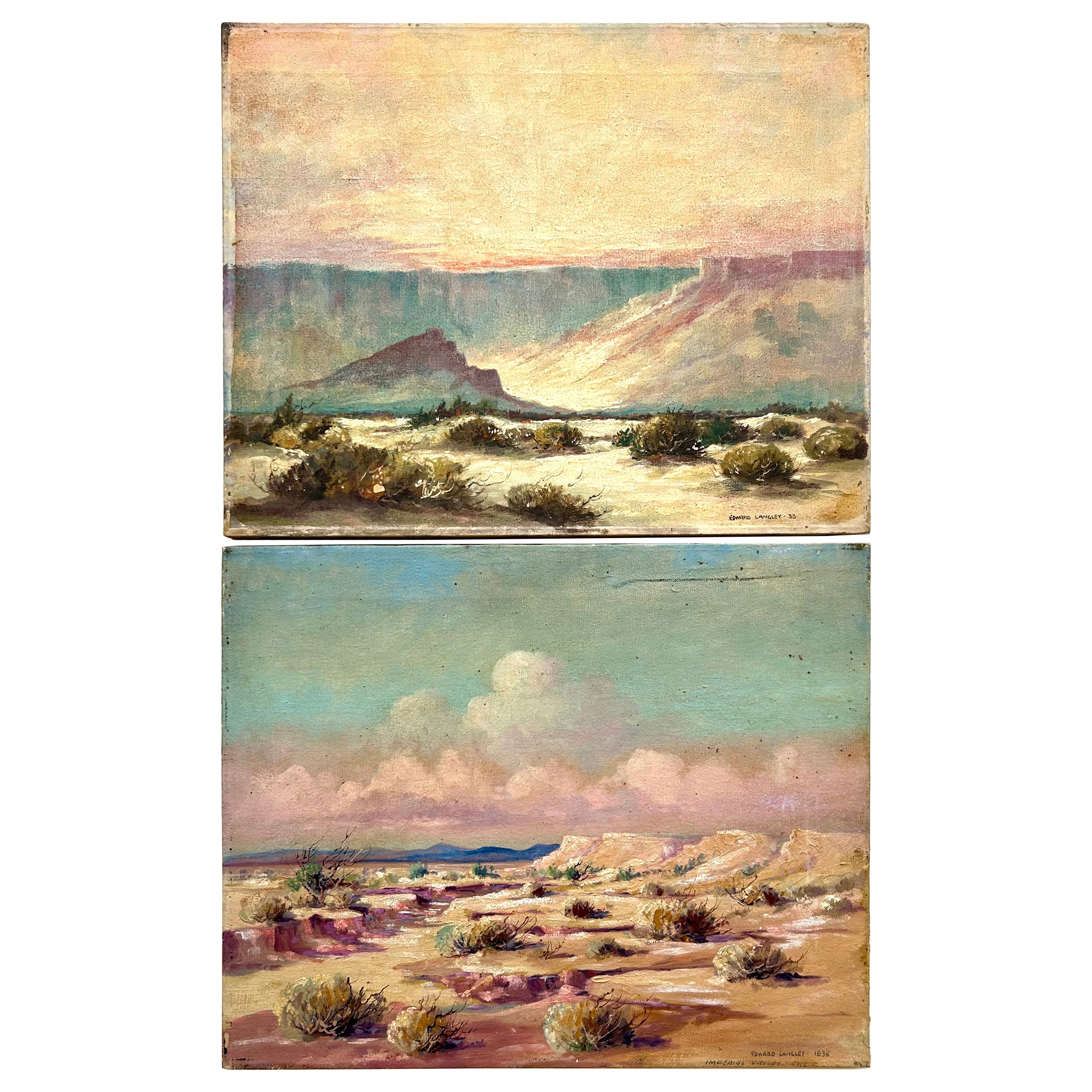 Pair of Plein-Air California Landscape Paintings Edward Langley   For Sale
