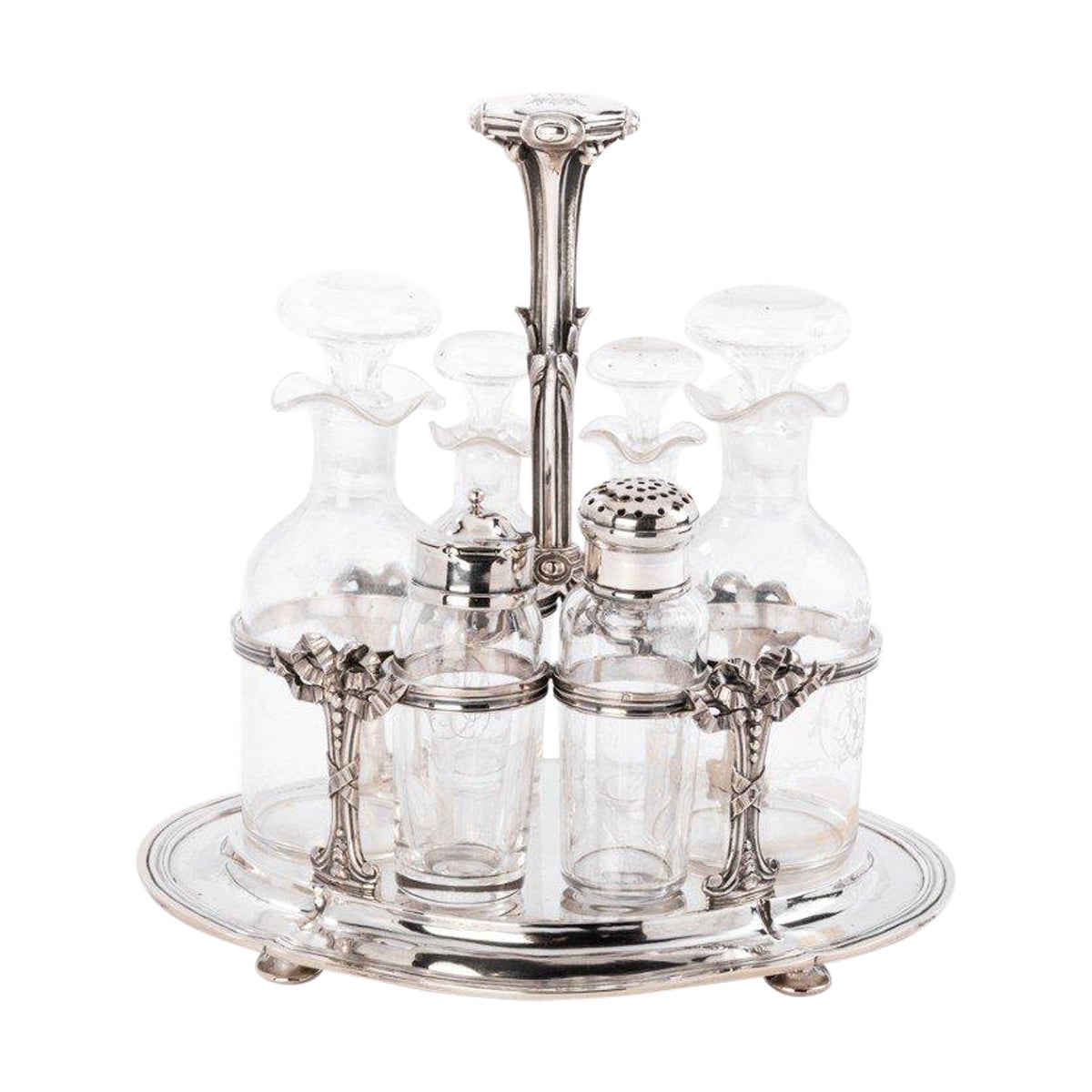 Silversmith Odiot - Cruet / Vinegar In Solid Silver/Crystal Late 19th Century For Sale