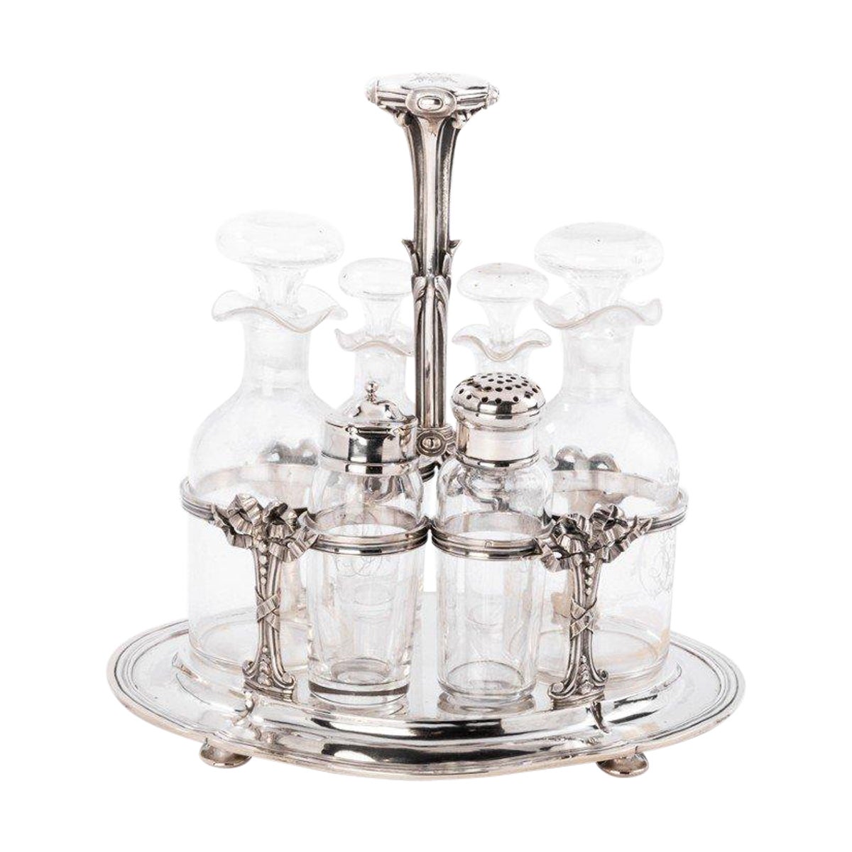 Silversmith Odiot - Cruet / Vinegar In Solid Silver/Crystal Late 19th Century