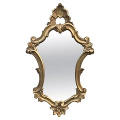 Miroir italien rococo baroque en bois doré