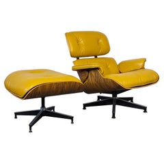 Charles & Ray Eames for Herman Miller Yellow Leather Lounge Chair, 2008