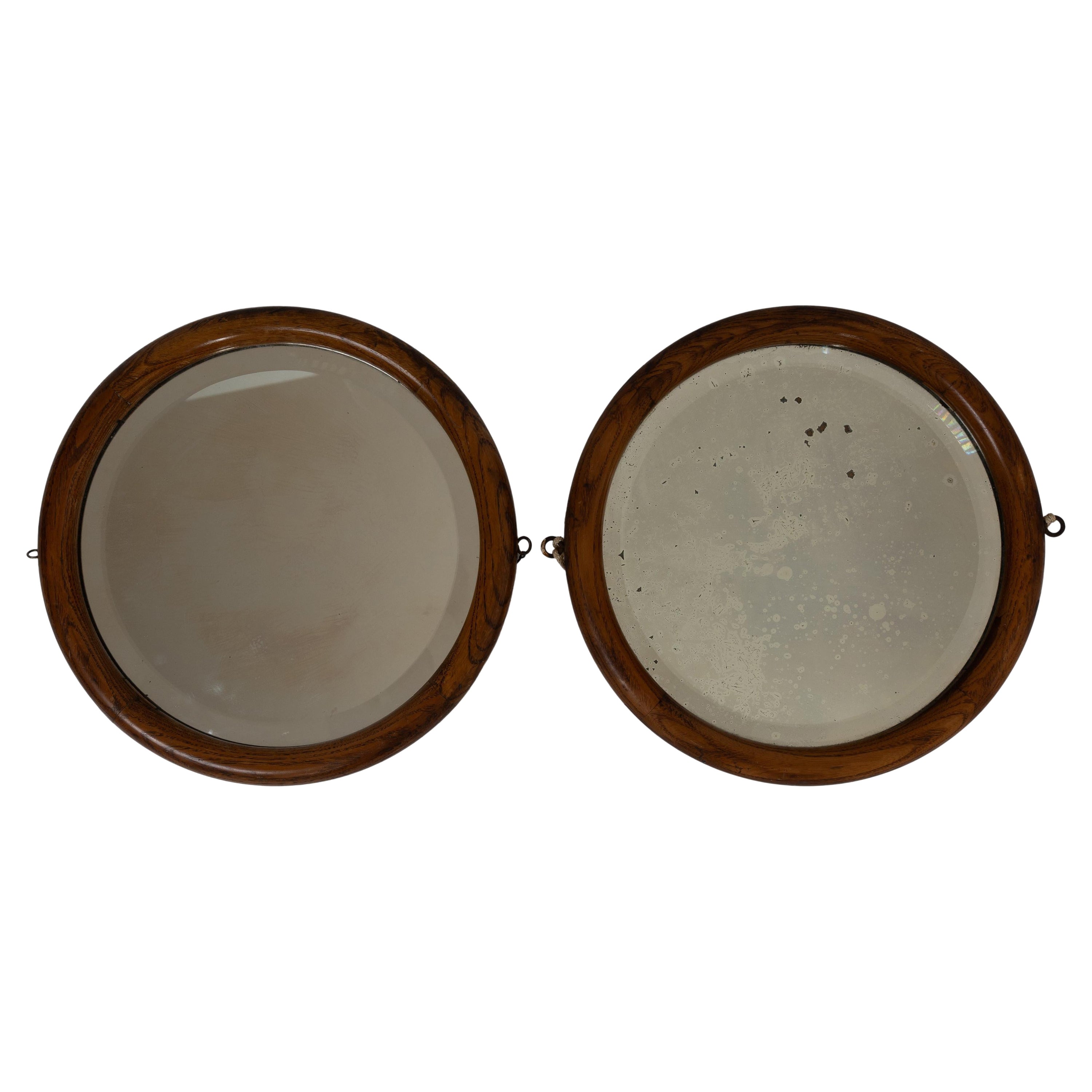 Pair Antique French 19th Century Round Porthole Mirrors For Sale