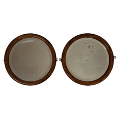 Paire de miroirs hublots ronds français anciens du 19ème siècle