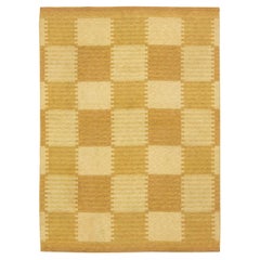 Doppelseitiger gelber schwedischer Flachgewebe-Teppich im Vintage-Stil