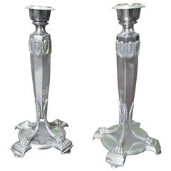 Pair of Silver Plated Candlestick 19th Century