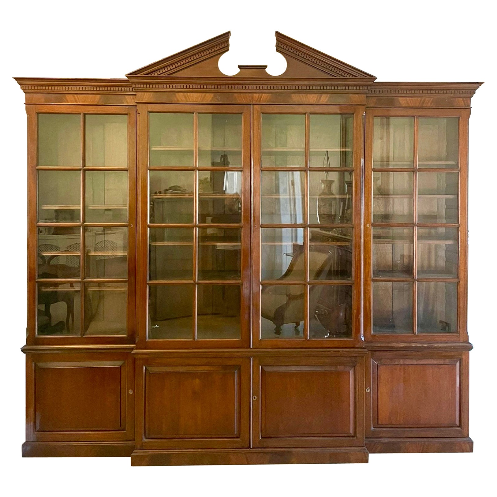 Large Antique Victorian Superb Quality Mahogany Breakfront Bookcase  For Sale