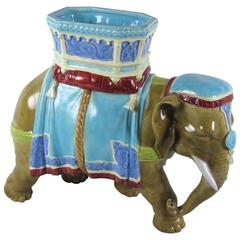 Royal Worcester Hadley Majolica Ceremonial Elephant Vase, circa 1865