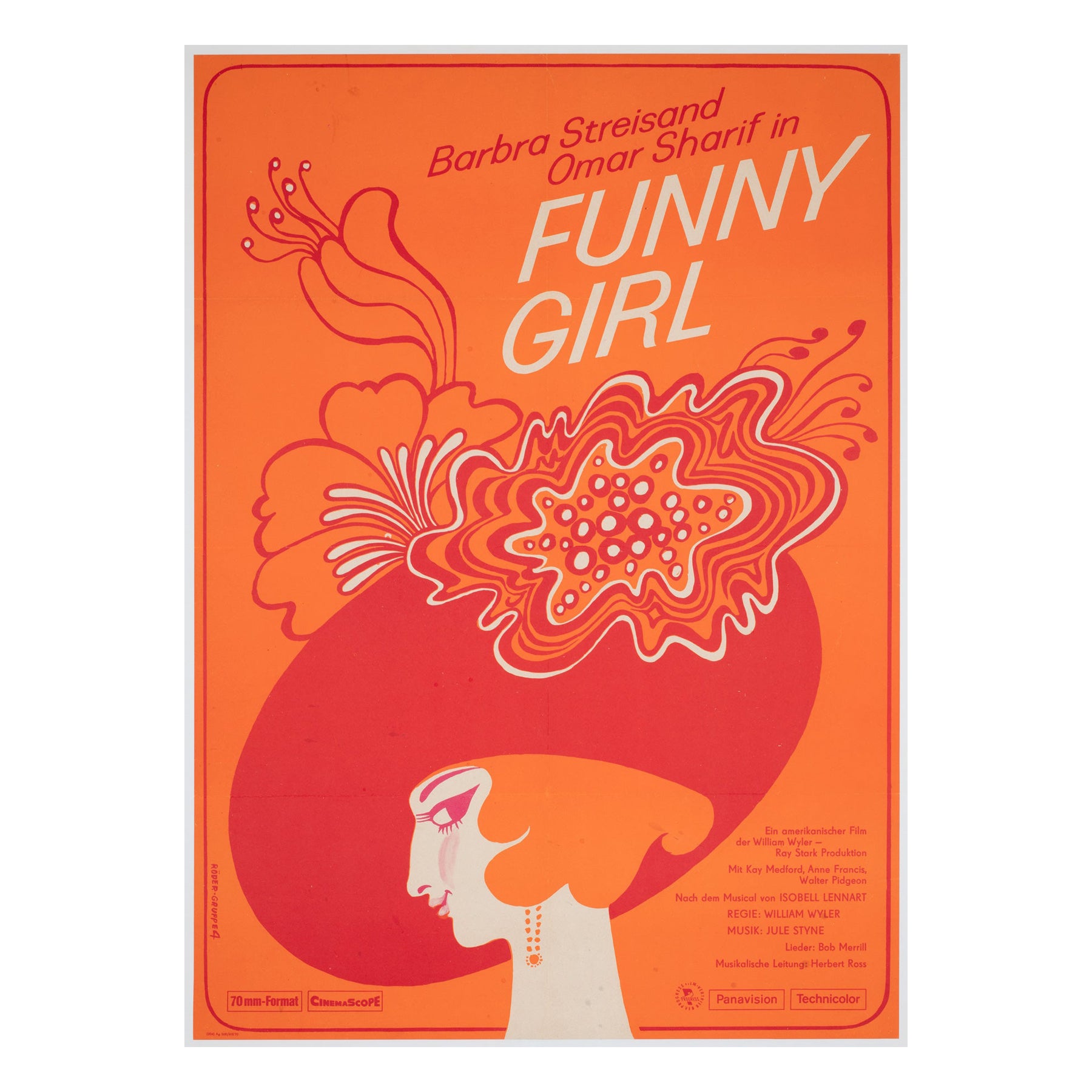 Funny Girl 1970 East German A1 Film Movie Poster, Roeder For Sale