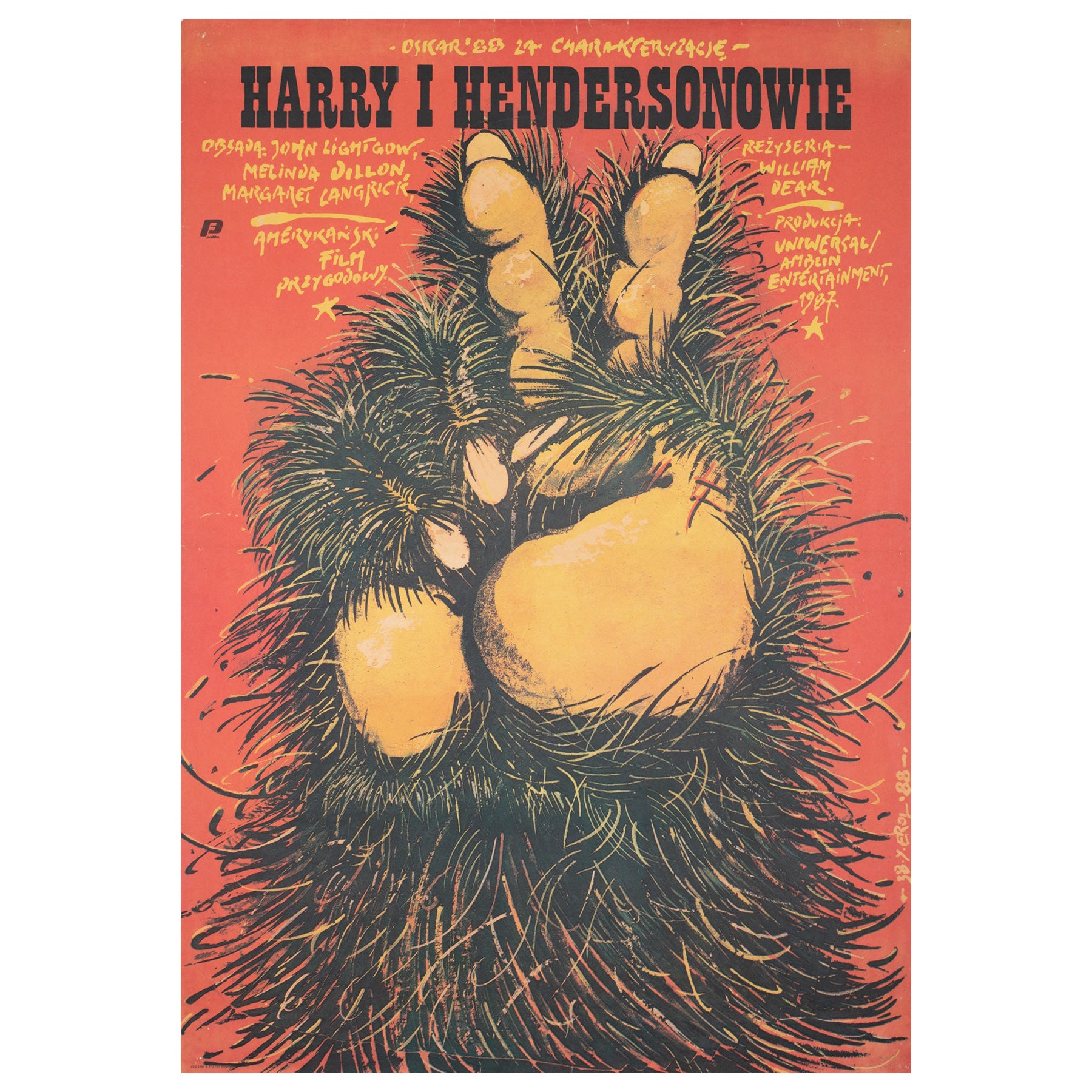 Harry and the Hendersons 1988 Polish B1 Film Poster, Jakub Erol For Sale