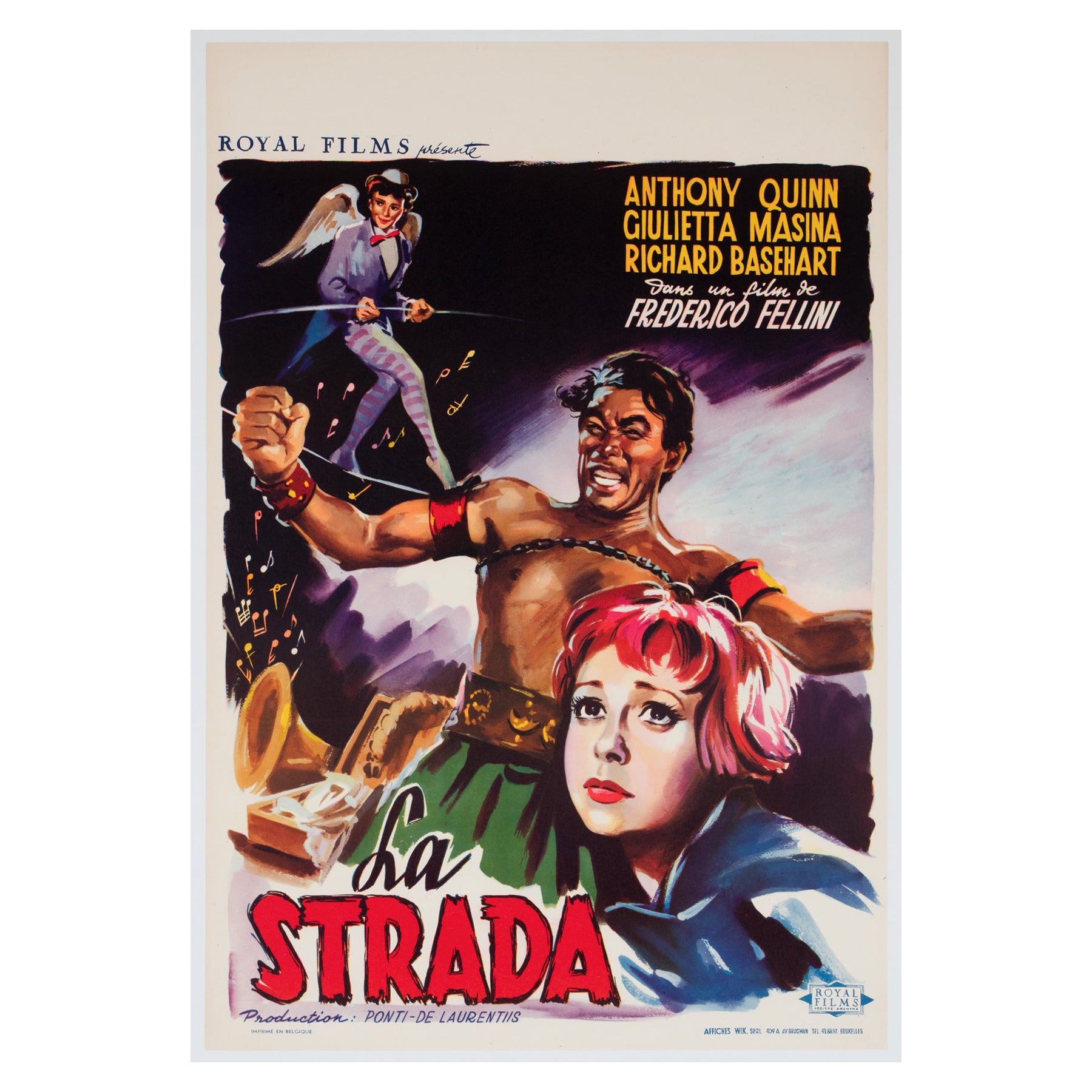 Affiche belge du film La Strada, 1955 en vente