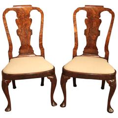Excellent Pair of George I Walnut Side Chairs, circa 1720