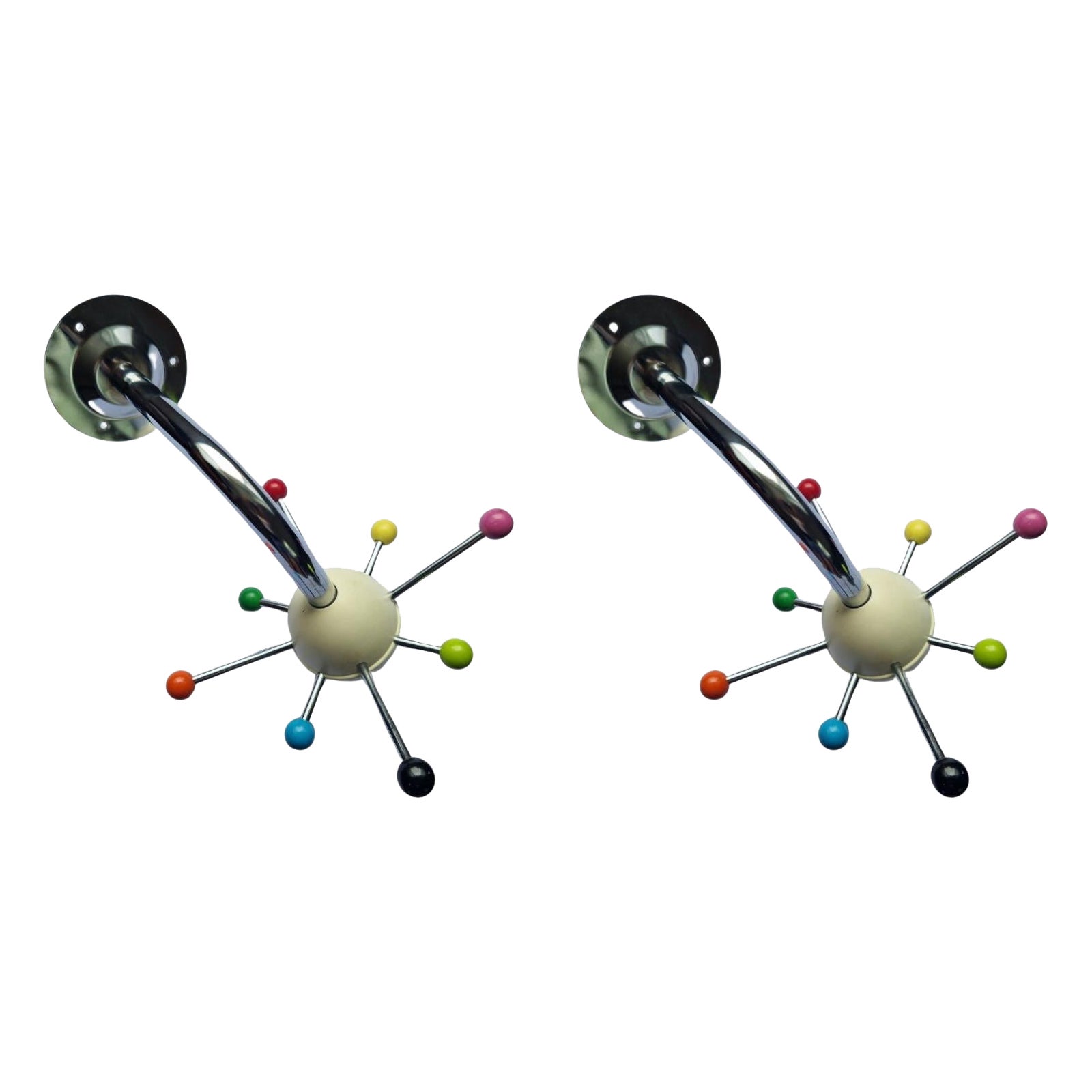 Pair of Midcentury Wall Coat Racks Sputnik, Tecno, Italy, 1970s