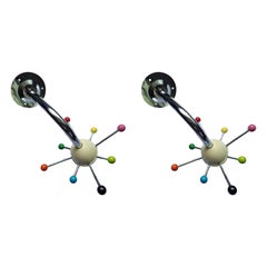 Pair of Midcentury Wall Coat Racks Sputnik, Tecno, Italy, 1970s