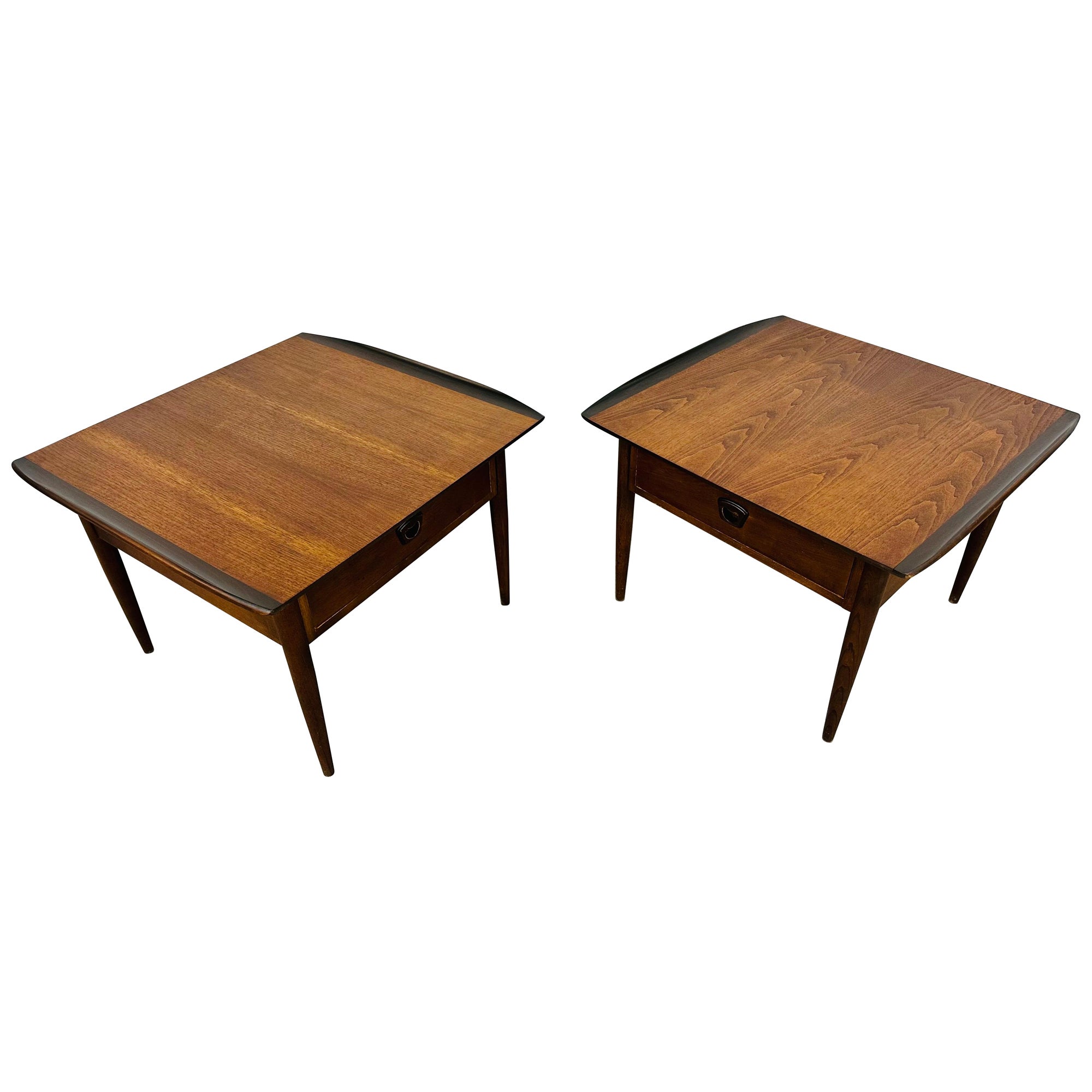 Mid-Century Modern Lane Walnut Side Tables - Set of 2