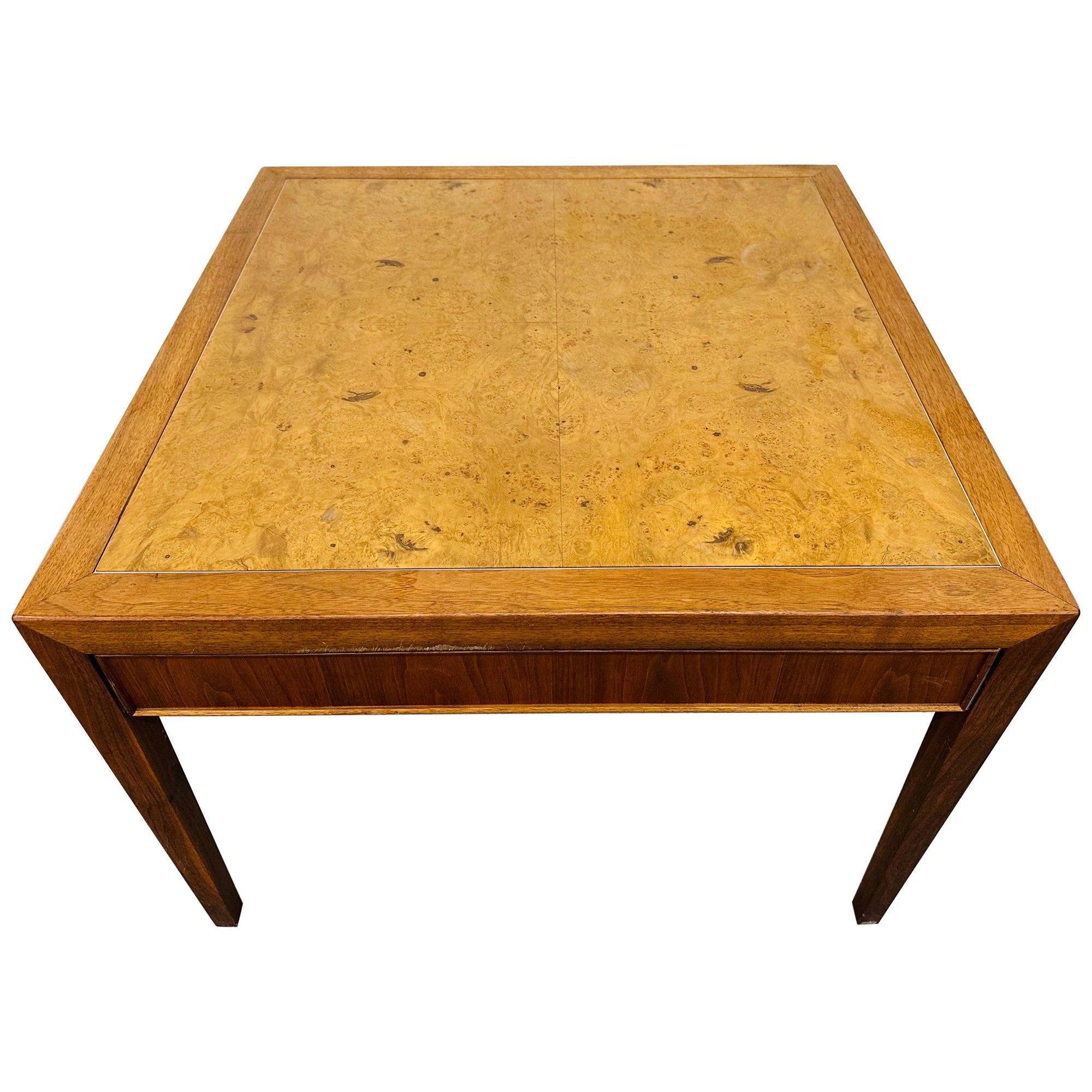 Mid-Century Modern Burled Wood Side Table For Sale
