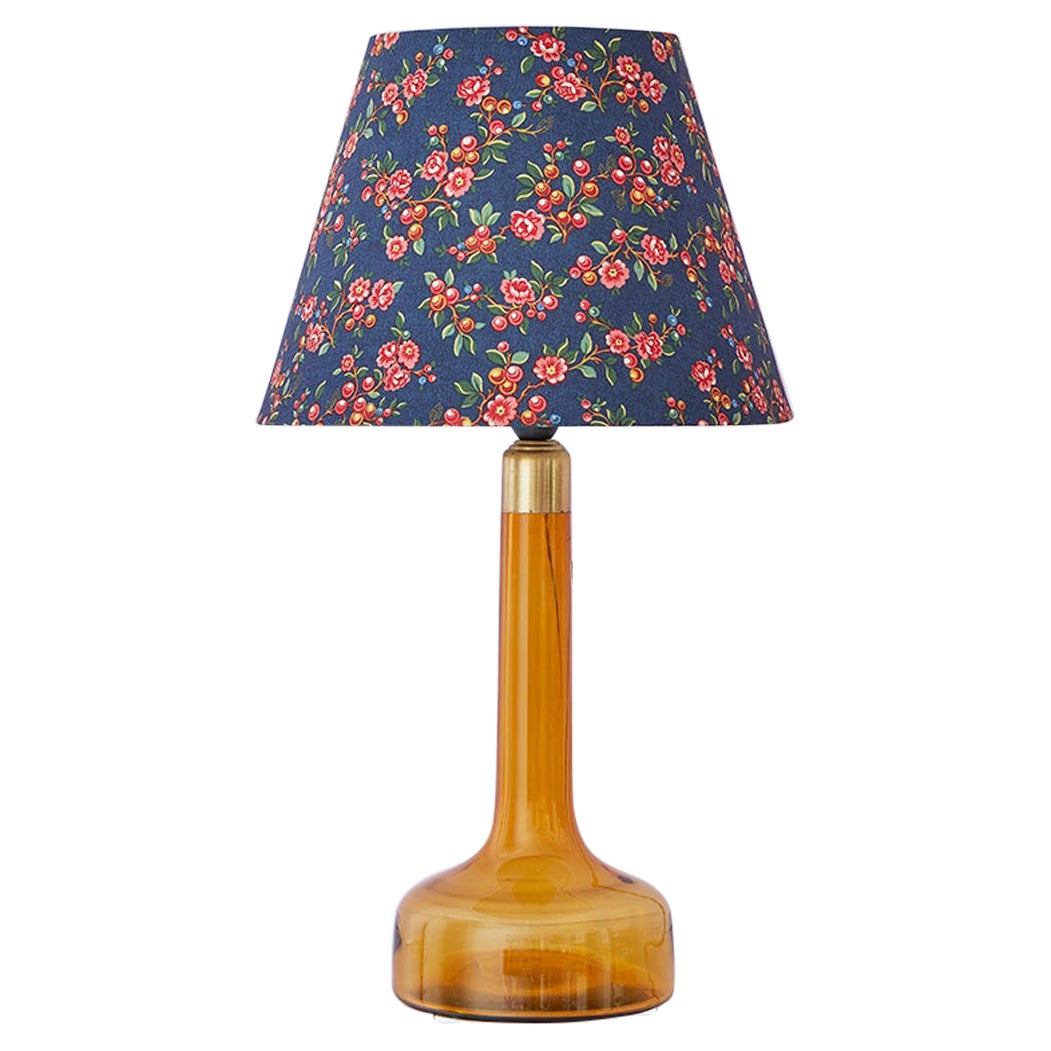 Vintage Le Klint Table Lamp in Amber with Floral Shade, Denmark, 20th Century
