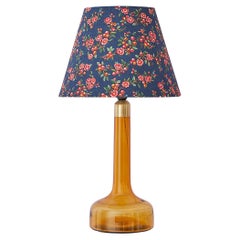 Vintage Le Klint Table Lamp in Amber with Floral Shade, Denmark, 20th Century