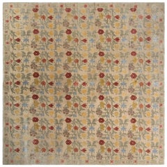 Rug & Kilim’s Transitional European Style Rug in Gold and Green All-Over Floral