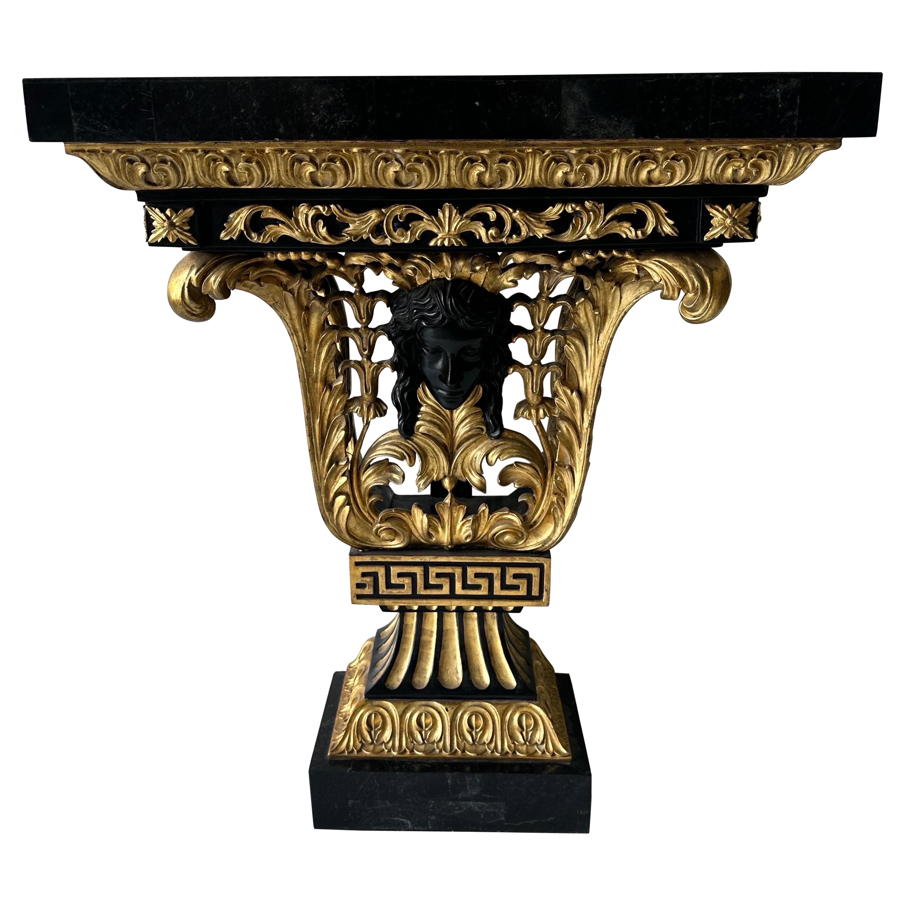 Console italienne en marbre et bois doré  en vente