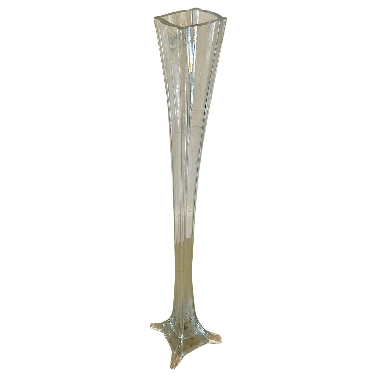 Unusual Large Antique Victorian Quality Glass Floor Standing Vase For Sale