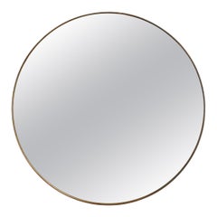 Vintage Italian Round Wall Mirror with Brass Frame (circa 1960s) - Large