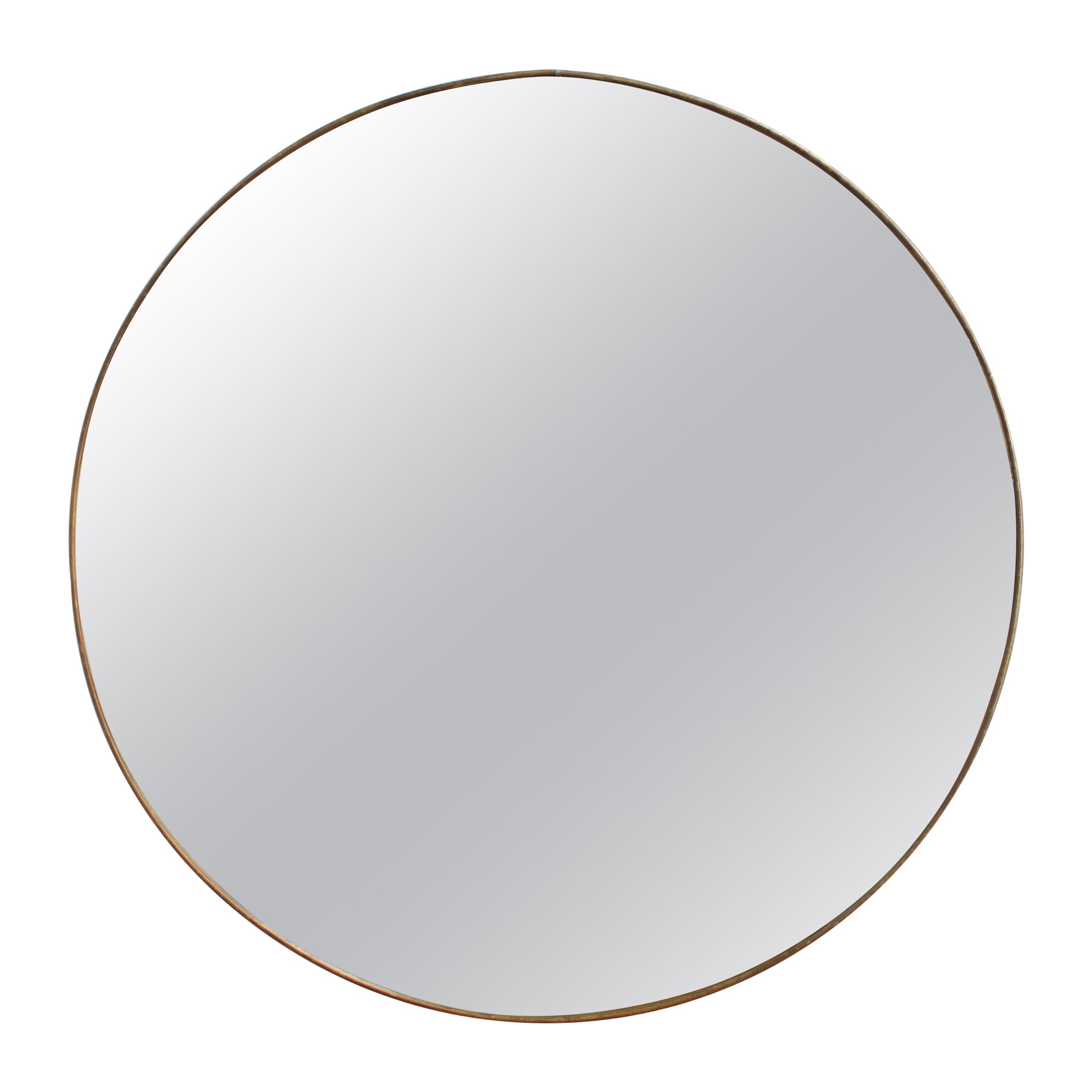 Mid-Century Italian Round Wall Mirror with Brass Frame (circa 1960s) - Large For Sale
