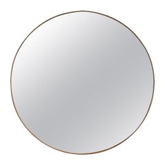 Vintage Mid-Century Italian Round Wall Mirror with Brass Frame (circa 1960s) - Large