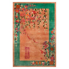 Bunter antiker chinesischer Art déco-Blumenteppich im Art déco-Stil 5'8" x 8'5"