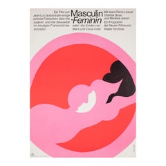 Vintage Masculin Feminin 1966 German A1 Film Poster, Hans Hillmann