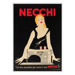 Necchi 1980s Italian Sewing Machine Advertising Poster, Jeanne Grignani