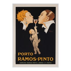 Antique Porto Ramos c1920 French Alcohol Advertising Poster, Rene Vincent