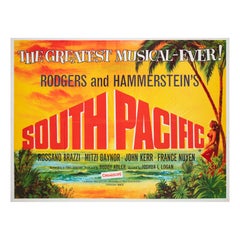 Affiche UK Quad du film South Pacific des années 1960, Tom Chantrell