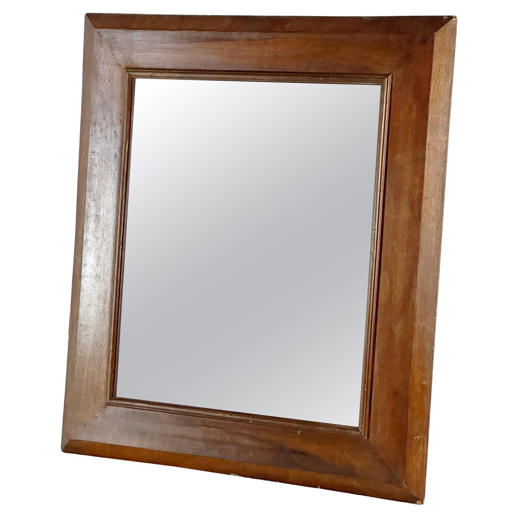 Hand-aged Antique Wall Mirror with 19th Century Spanish Academic Frame For Sale