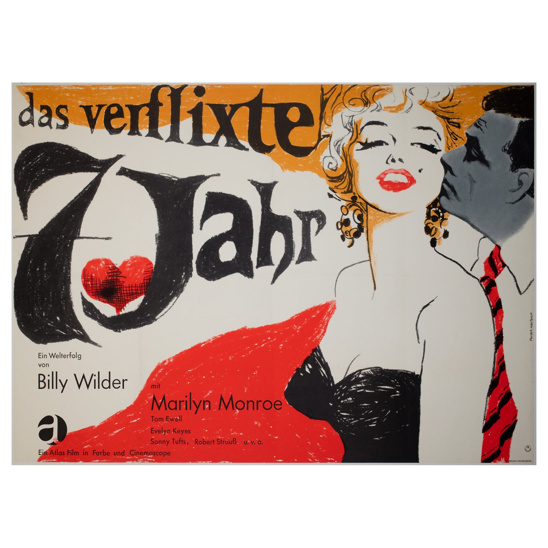 The Seven Year Itch R1966 German A0 Film poster, Fischer-Nosbisch For Sale