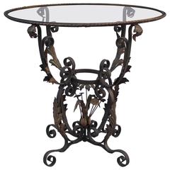 1920s Iron Table with Acanthus and Floral Motif