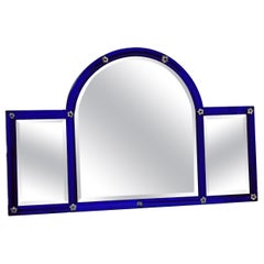 A Fine Irish Cobalt Blue Glass Overnmantel Mirror