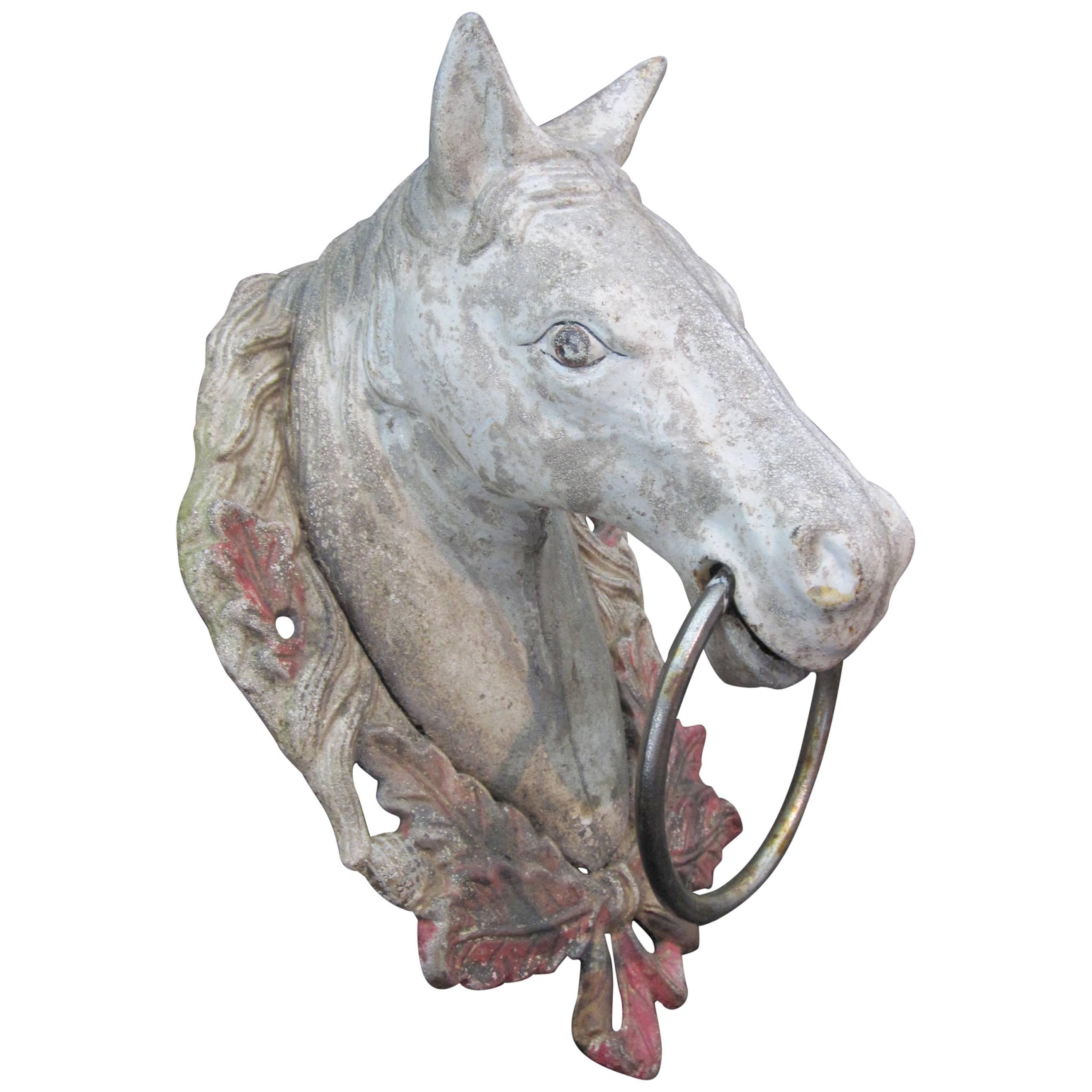 Antique Painted Cast Iron Barn Door Horse Hitch