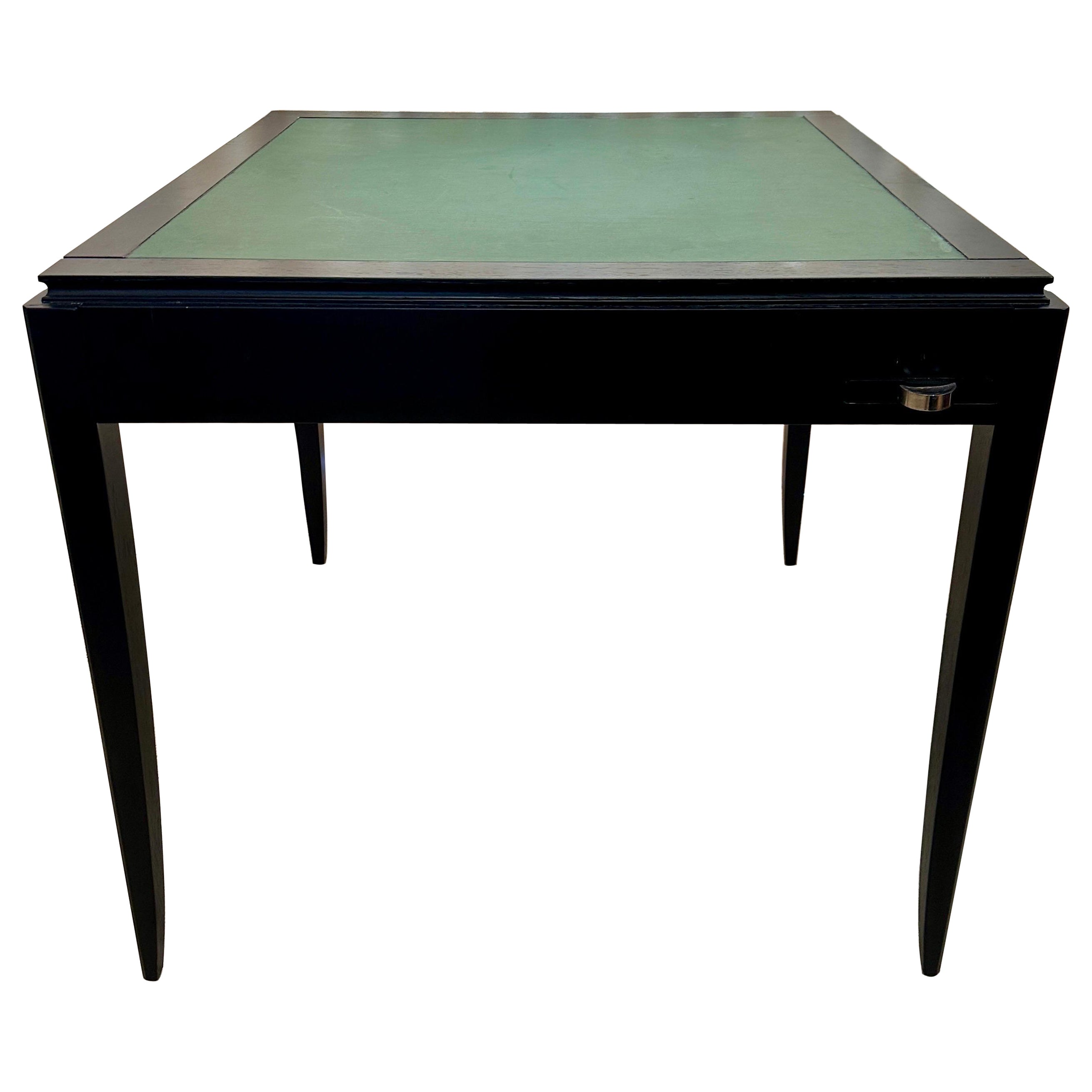 French Art Deco Ebonized Cerused Oak Game Table from 1940's