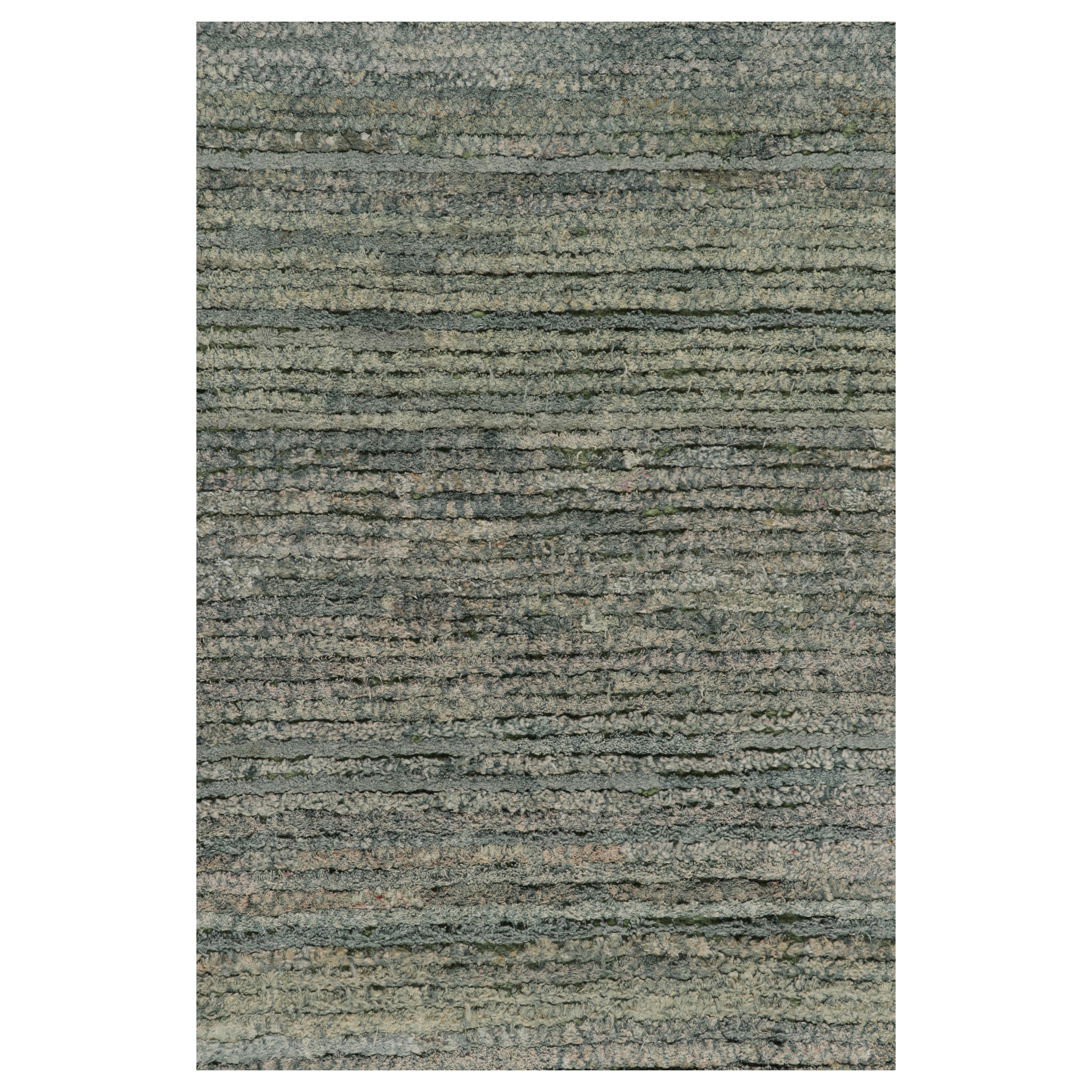 Rug & Kilim’s Contemporary Textural Rug in Green and Blue Tones For Sale