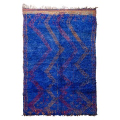 Vibrant cobalt Used Moroccan Beni M’Guild carpet curated by Breuckelen Berber