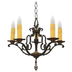 1920s Spanish Revival Chandelier with Star Motif