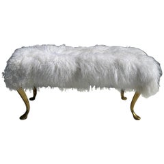 Used White Tibetan Fur Bench