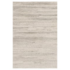 Rug & Kilim’s Textural Rug in White and Cream-Gray Abstract High-Low Stripes