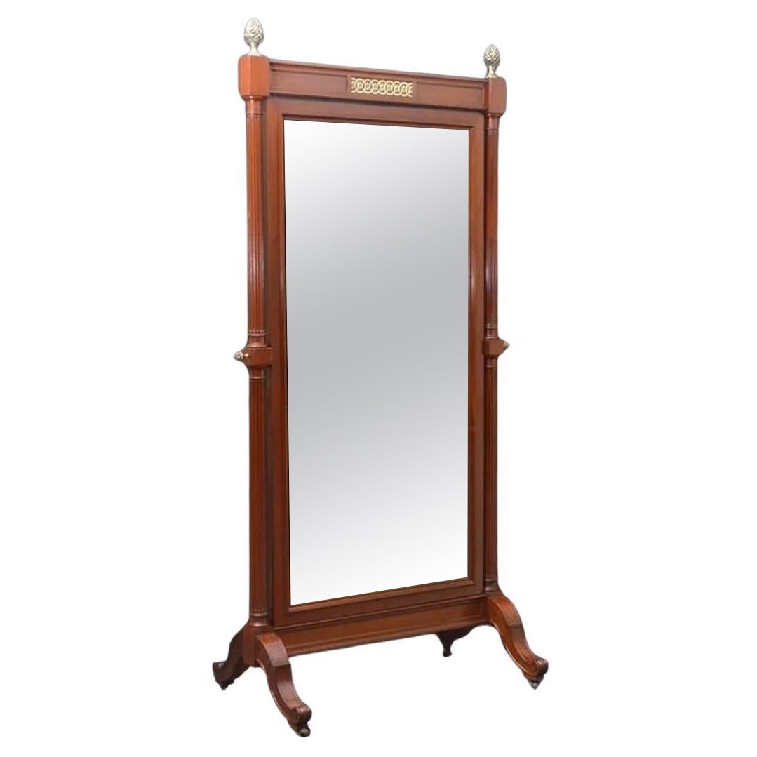 Large Mahogany Cheval Mirror For Sale