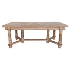 Vintage French Oak Extendable Dining Table by Charles Dudouyt