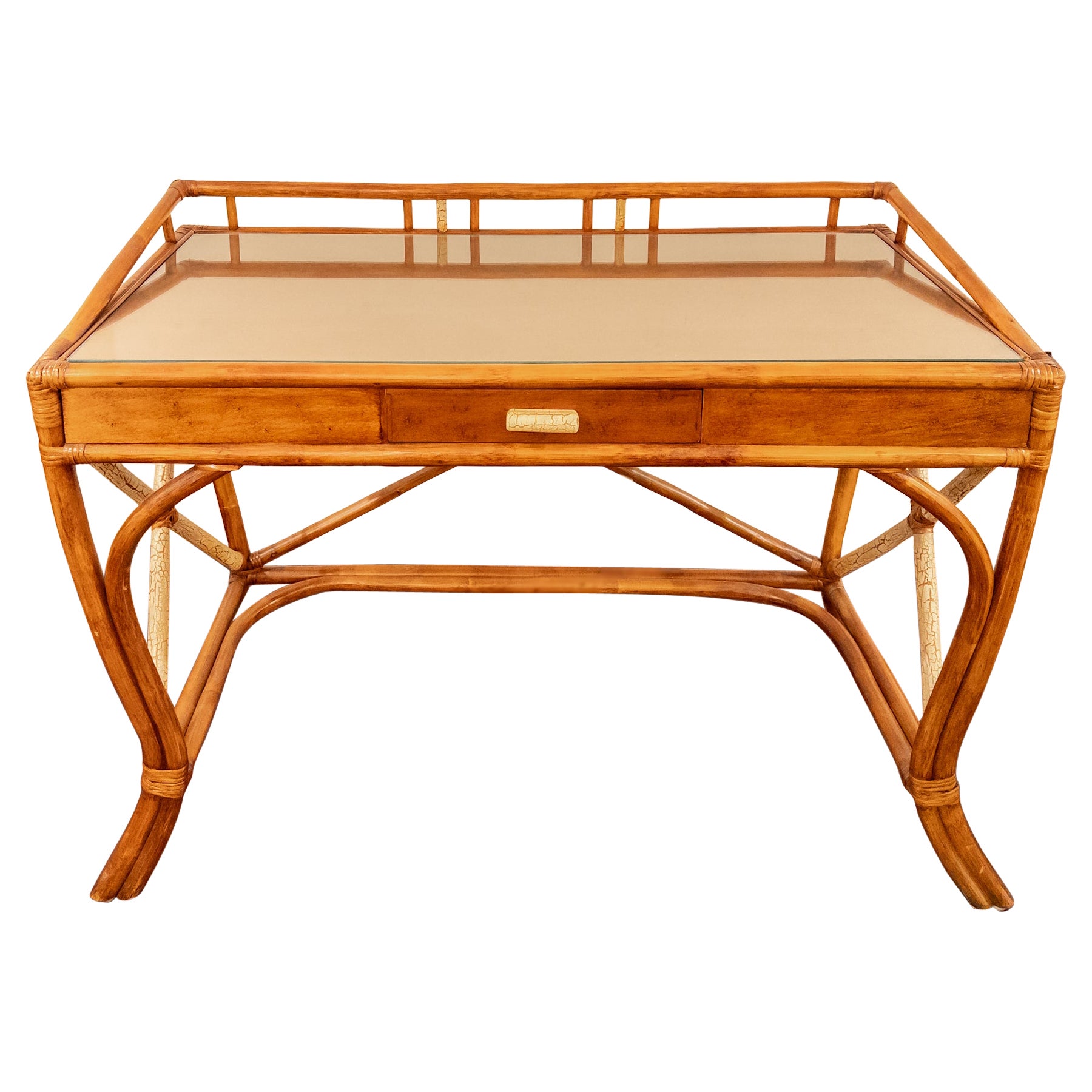 Tommi Parzinger Rattan Desk by Willow and Reed