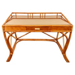 Retro Tommi Parzinger Rattan Desk by Willow and Reed